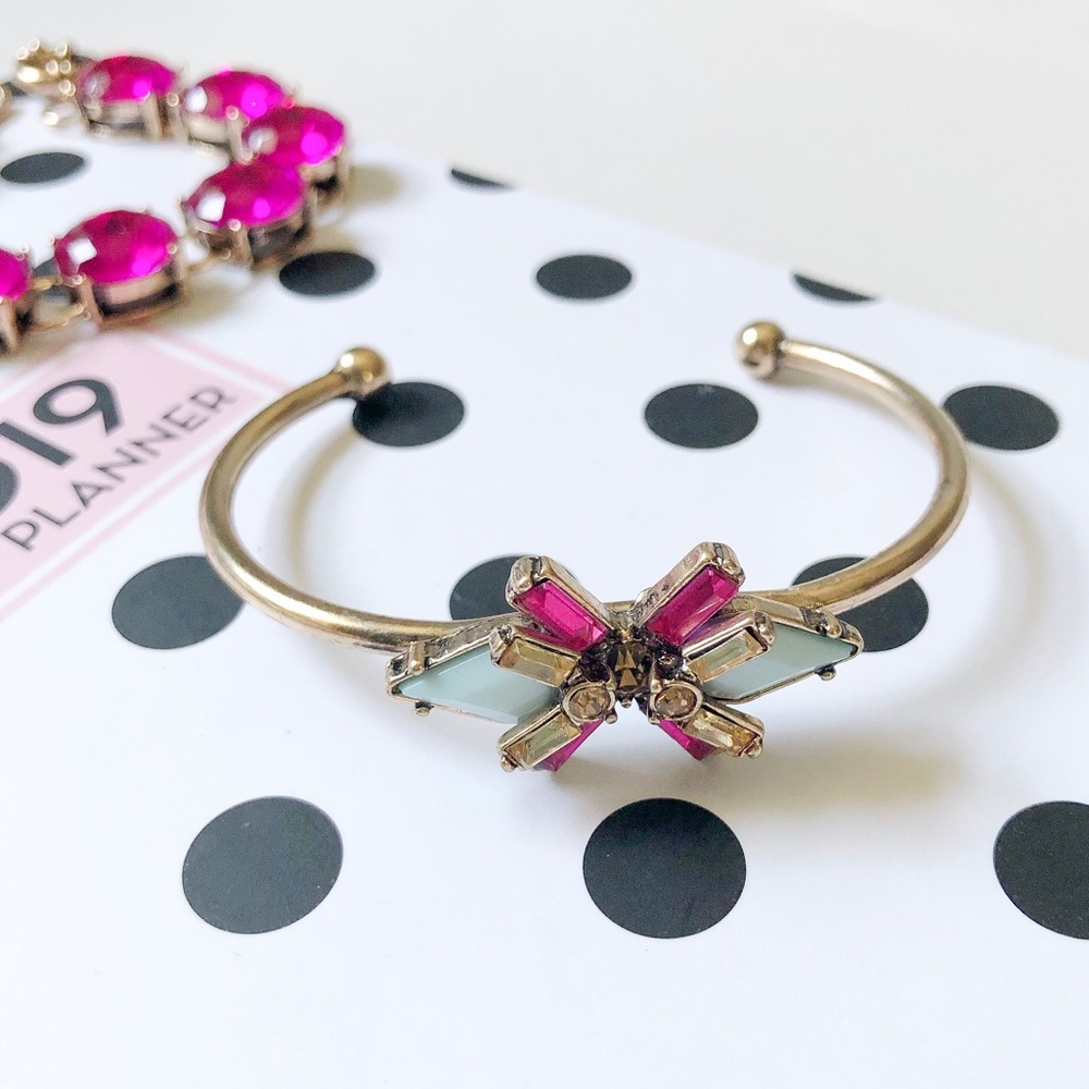 Mint and magenta cuff bracelet - Picture 3 of 5